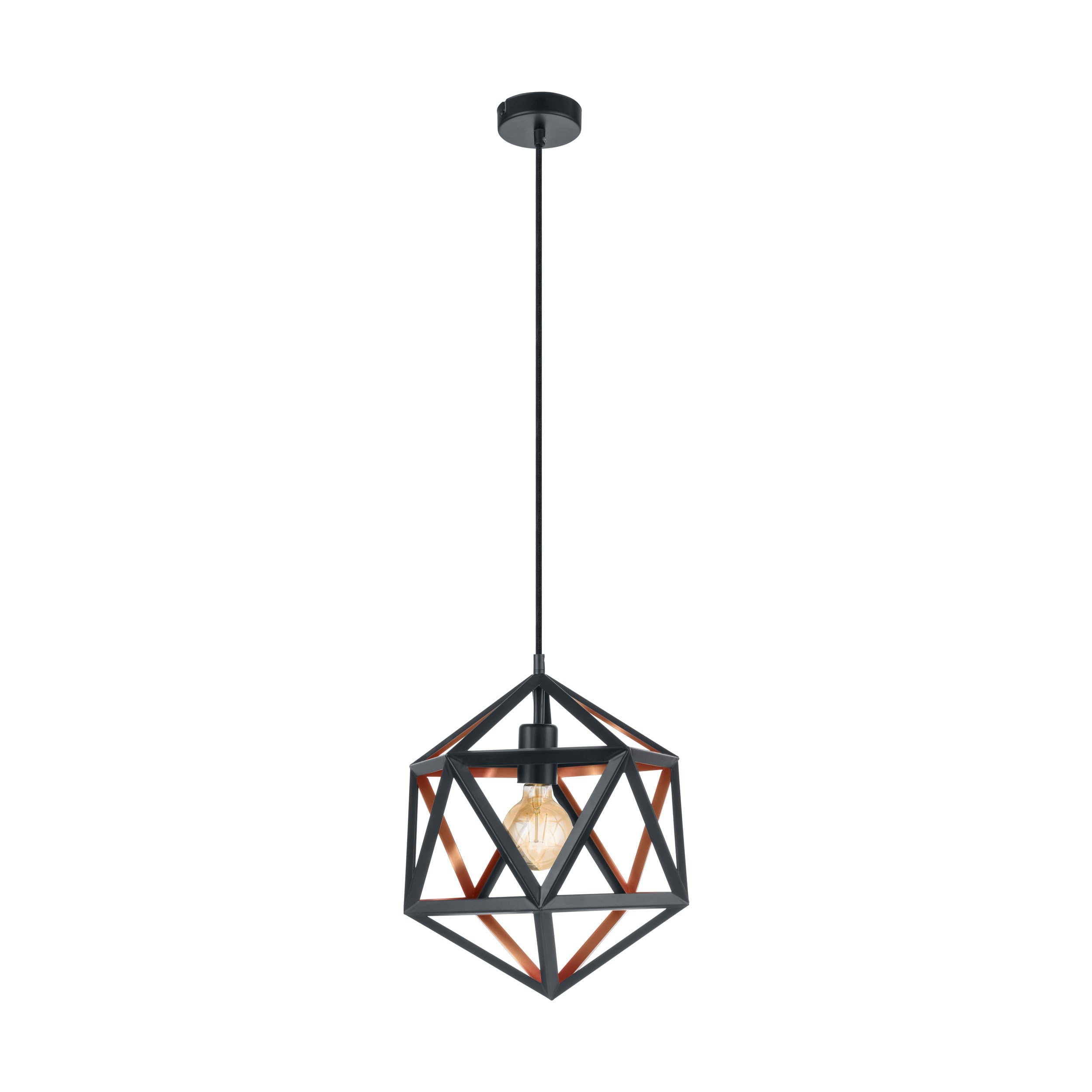 EGLO Pendant Light, Alloy Steel, Black, Copper