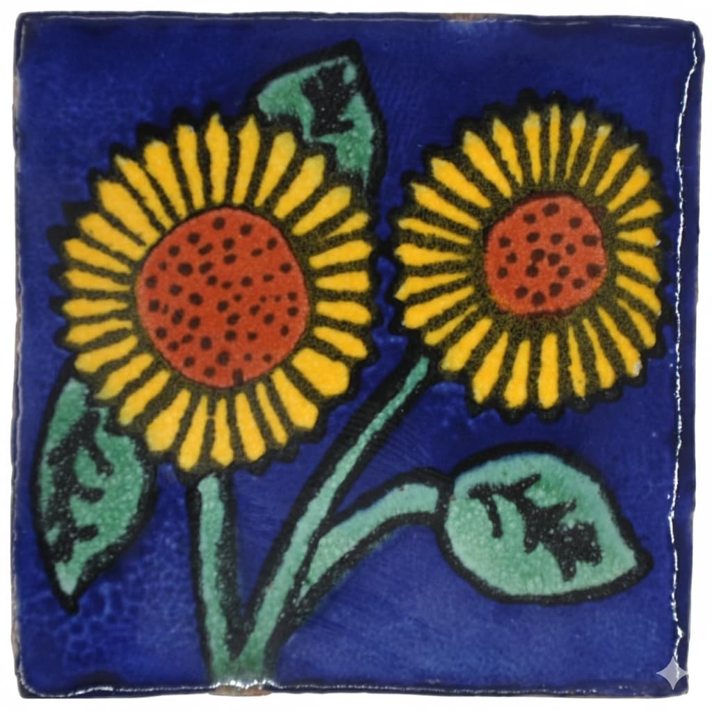 Ceramic Mexican Tile – 5cm- Handmade and Ethically Traded by Tumia LAC