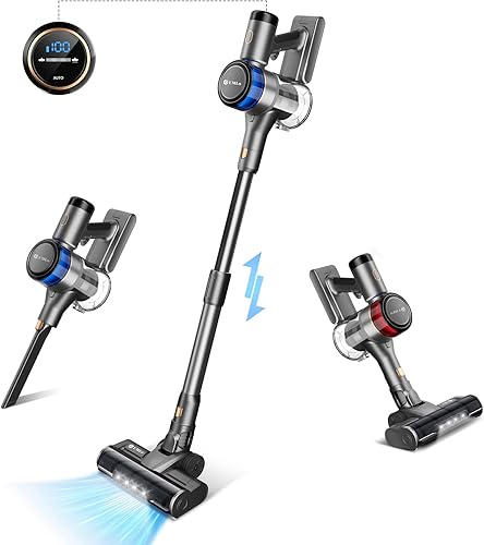 UMLo Cordless Vacuum Cleaner, 400W Stick Vacuum with 28Kpa Powerful Suction, Smart Induction Auto-Adjustment, 55min Runtime,6 in 1 Lightweight