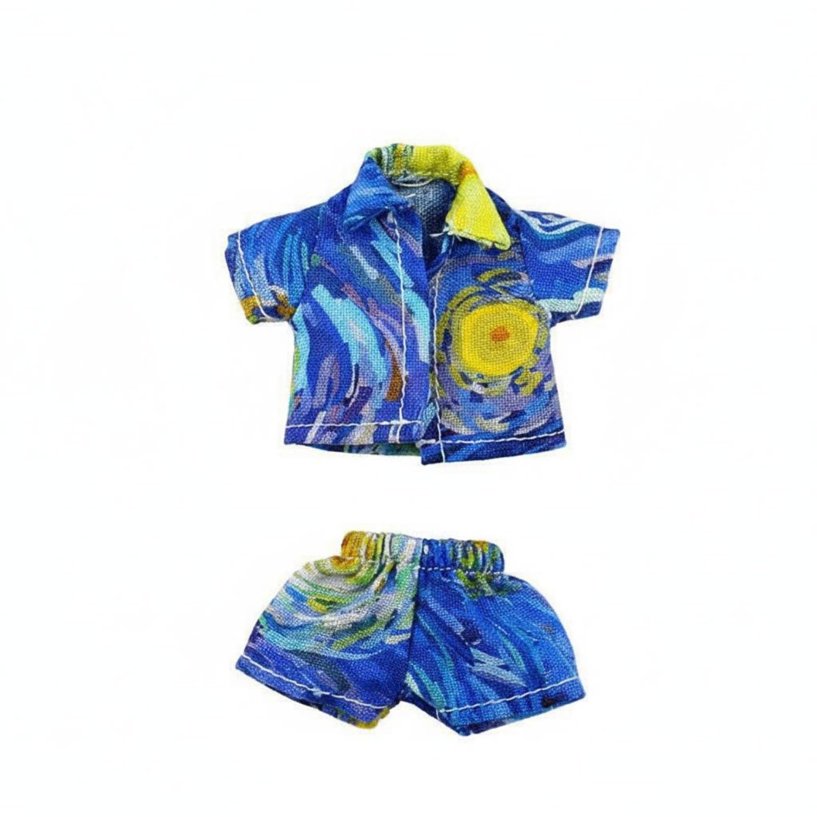 perfeclan Doll Printed Shirt Miniature Doll Clothes OB11 Outfit Soft Material Vivid Hawaiian Floral Design Stitching Suitable for Collection Gift Giving Home Display , Dark Blue Pattern