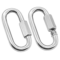 Vista 9 de Anvin Paquete de 2 eslabones rápidos grandes M10 de 3/8 pulgadas, mosquetones de servicio pesado de acero inoxidable, conector de eslabones