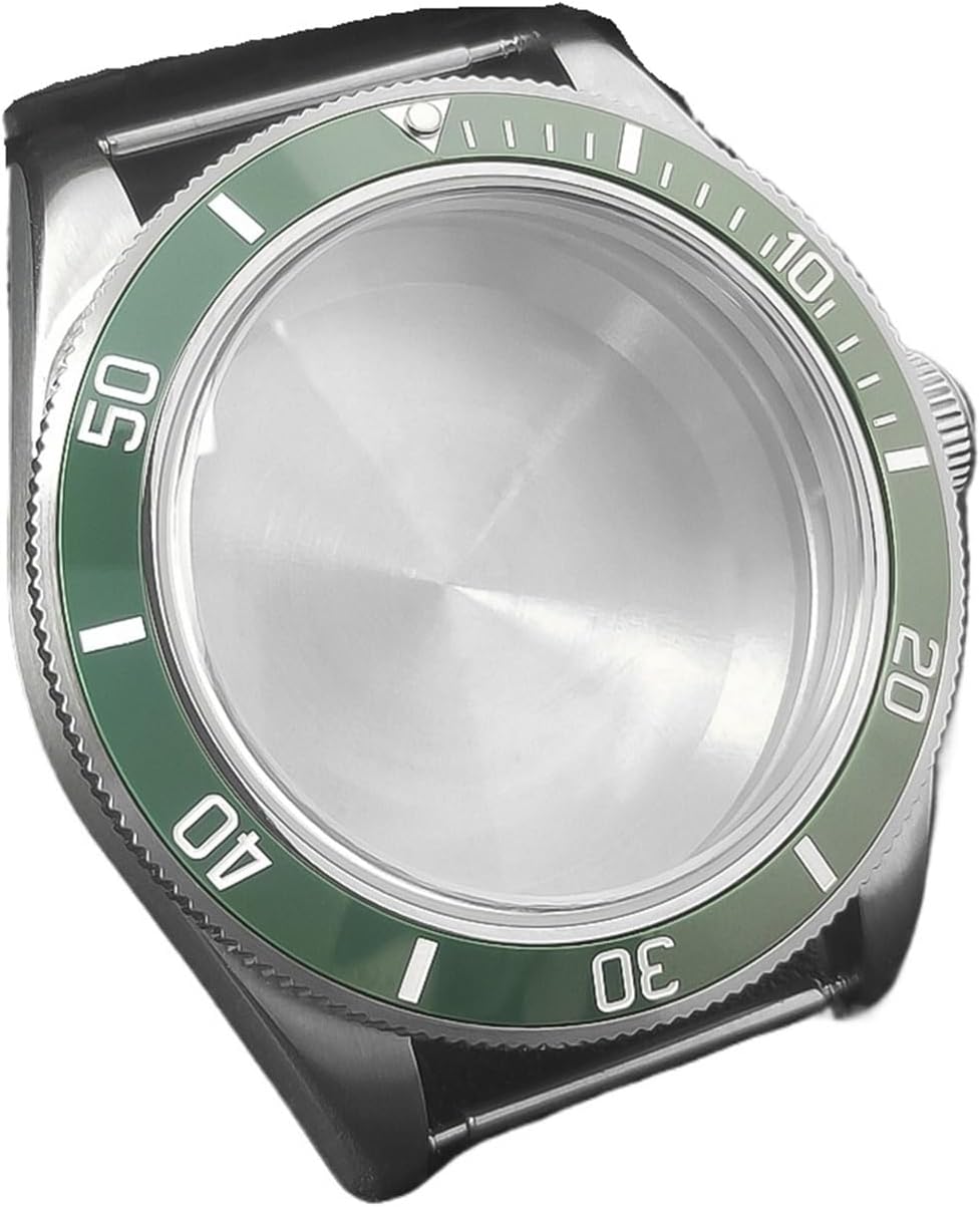 39mm Silver Watch Case with Domed Sapphire Glass for NH35/36/34 Movement