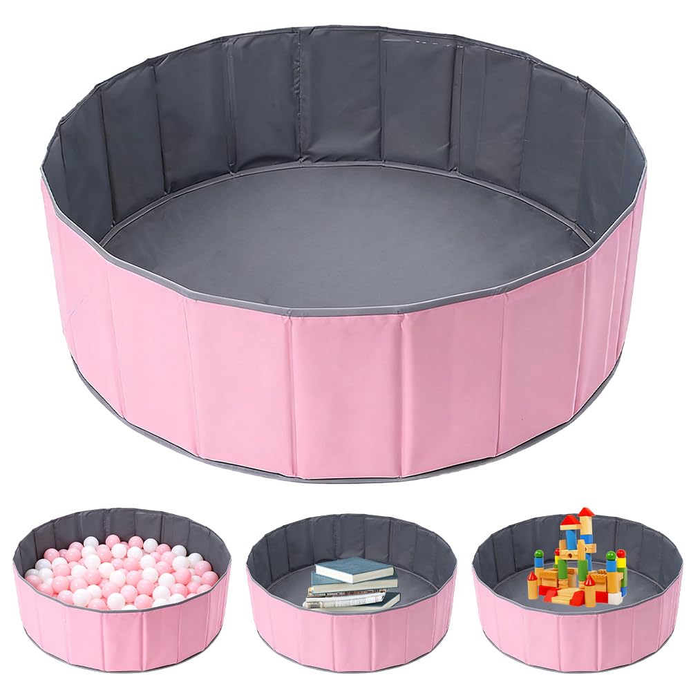Ball Pit, 100cm Foldable Baby Ball Pit, Portable Ocean Ball Pits, Kids Play Ball Pool, Playhouse Playpen Ocean Ball Pool for Indoor & Outdoor Toddlers Girls Boy Nursery Baby Playpen, Pink — image 1