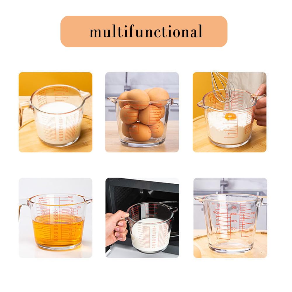 Misurino In Vetro Borosilicato 500 Ml Con Coperchio – Resistente Al Calore E Al Freddo (-20°C A 140°C) – Tazza Graduata Con Impugnatura Ergonomica, Per Forno, Microonde, Frigorifero