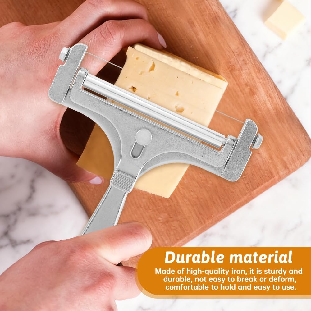 Wire Cheese Slicer, Adjustable Wire Cutter w/ 10 Extra Wires & Wrench