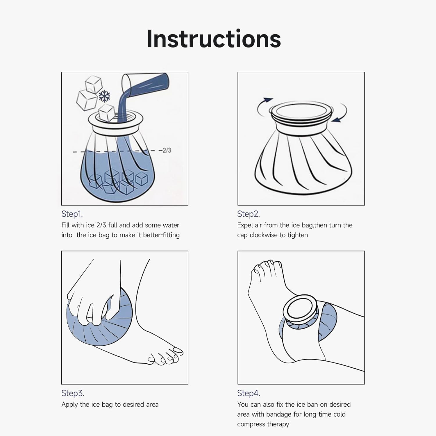 BICAREE Ice Packs for Injuries Reusable, Ice Cold Pack, Ice Bags Hot Water Bag for Hot & Cold Therapy and Pain Relief, 3 Ice Packs, 3 Sizes (6"/9"/11"), No-Leak Elastic Breathable Ice Bag