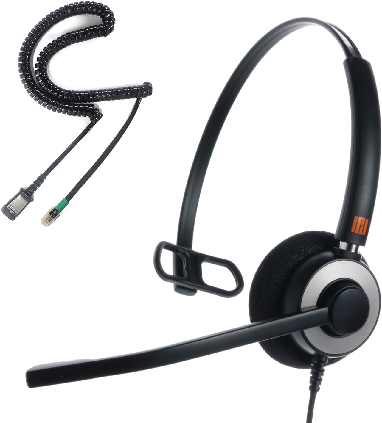 IPD IPH-160 Professional Monaural Noise Cancelling Call Center/Office Headset with U10 Bottom Cable Works with All Cisco IP Phones, Interquartz and Other Phones U10P-S for Yealink