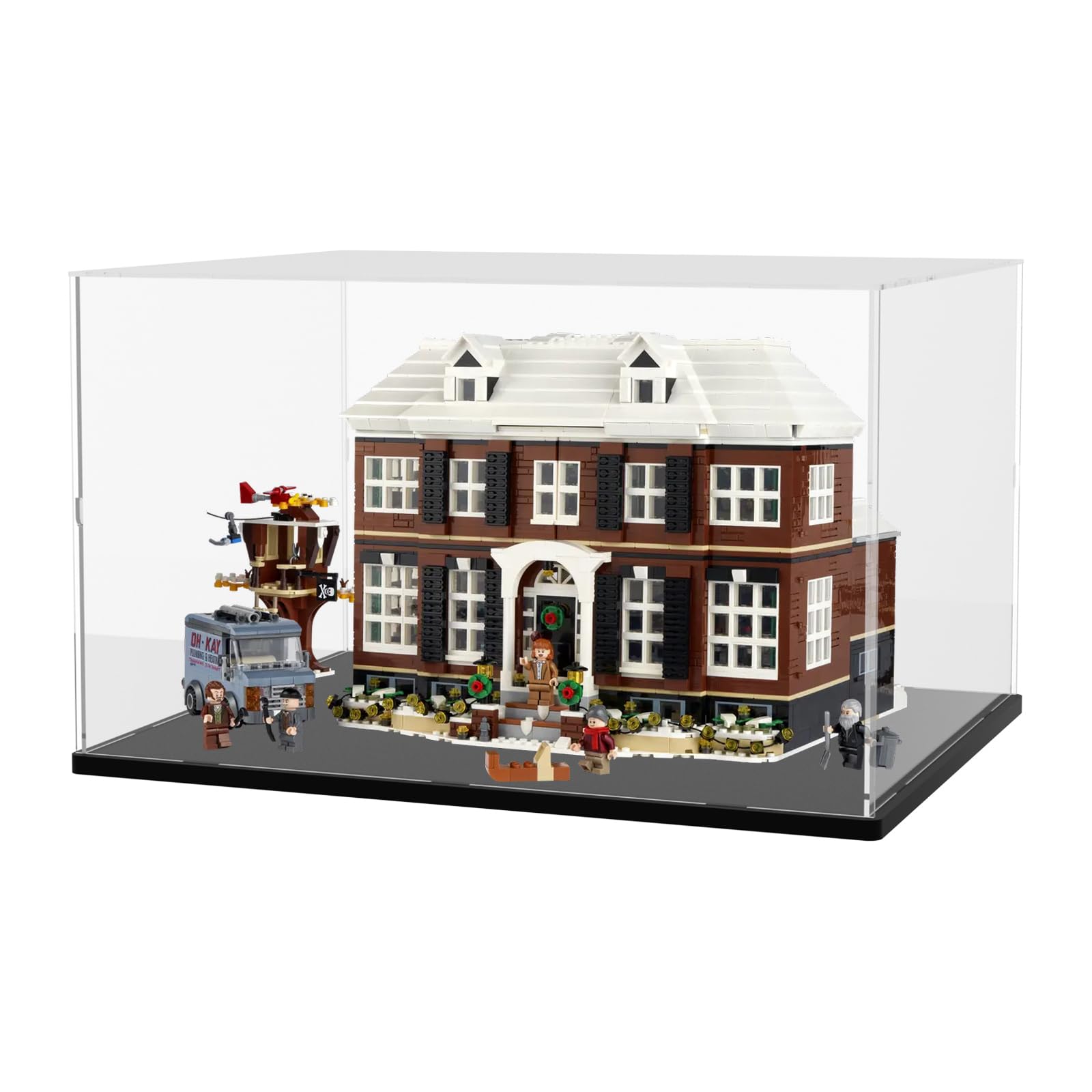 Choowin Acrylic Display Case for Lego Home Alone House 21330 for Lego A Frame Cabin 21338 Avatar Tree of Souls 75574 Thickened Clear Display Cases for Collectibles Assemble Dustproof Box(Black Base)