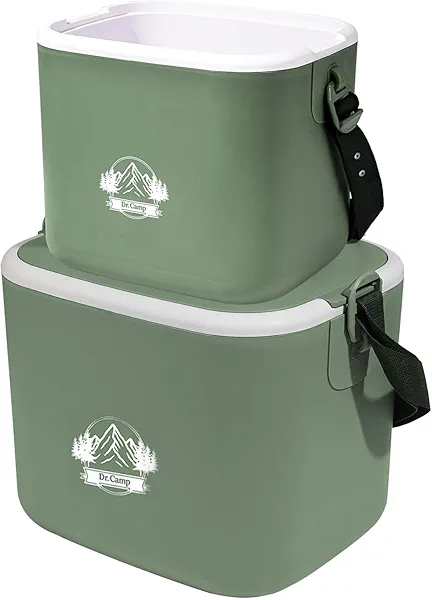 Dr Camp 15qt Insulated Cooler Box for Ice Beverage Food Storage Portable Ice Chest for Camping Picnic Tailgate Outdoor Use Chiller Caja Enfriadora Portátil para Camping