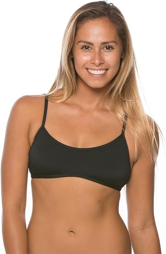 JOLYN Ryan Tie-Back Athletic Bikini Top for Competitive Swimming, Lifeguarding, Full Coverage Womens Swimsuit Top