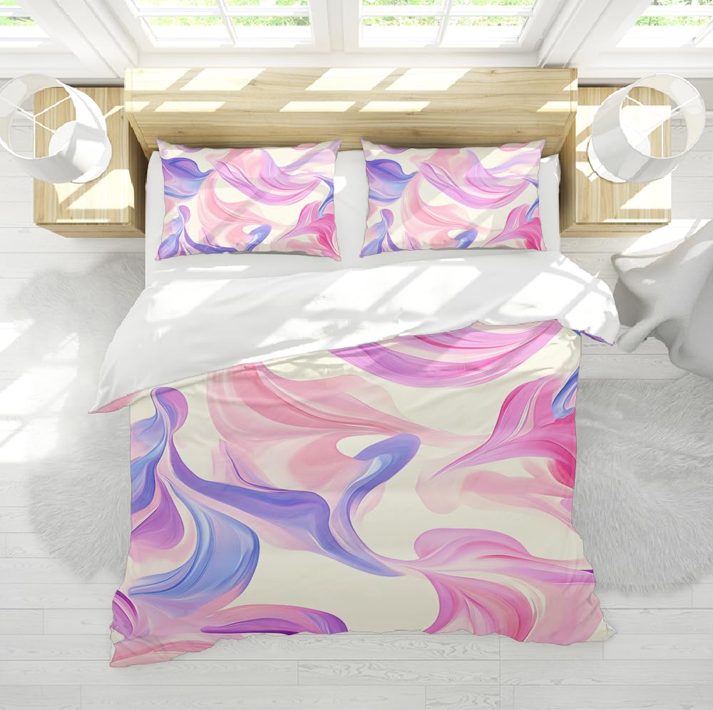 Parure de lit de luxe housse de couette art abstrait fluide toucher soyeux 200x200cm