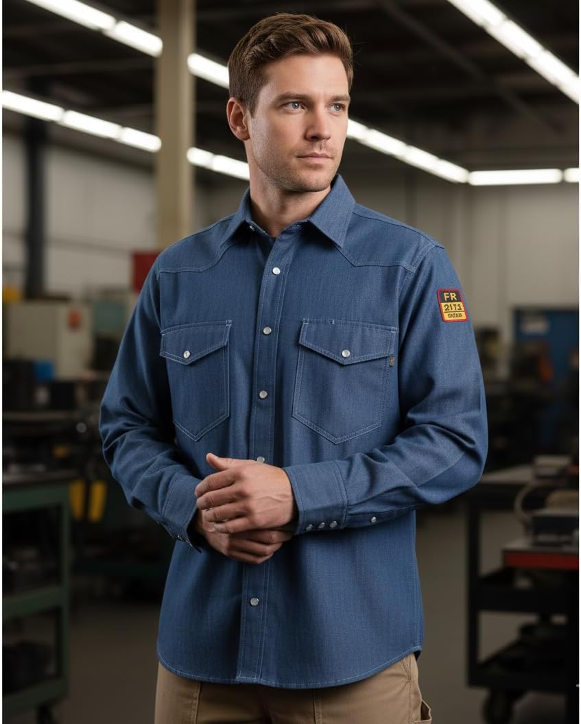 Flame Resistant FR Denim Shirt - 100% C - 7 oz - Image 2