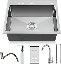 Cuba Inox Cozinha Luxo Aço Inox 304 com Acessórios, Kit Pia de Cozinha Quadrada com Torneira 60x45cm, Cuba de Inox Escovado Completa