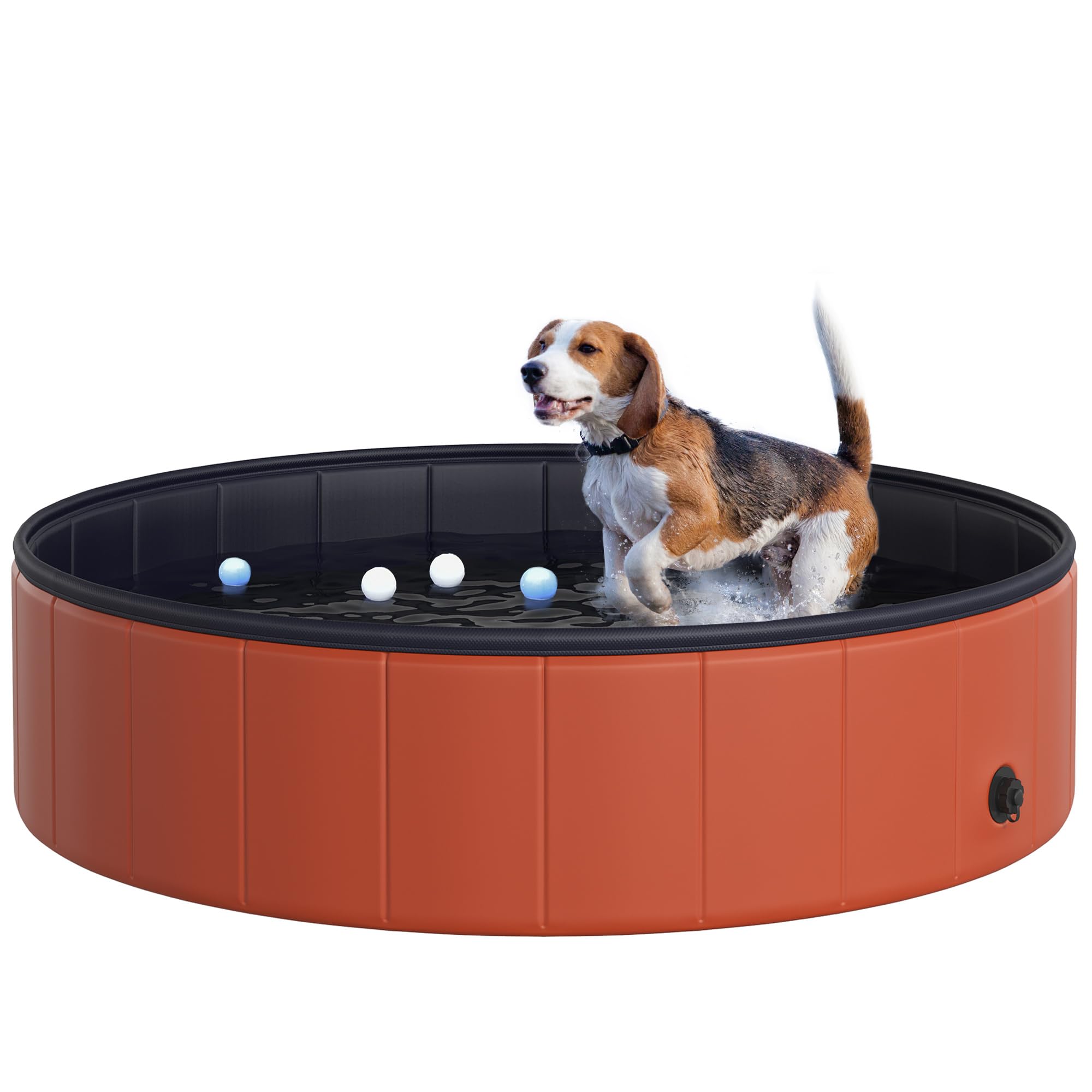 PAWHUT Foldable Dog Paddling Pool Pet Swimming Pool Bathing Tub Φ80 x 20H cm in Red