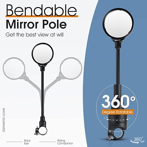 Miniatura 12 de West Biking Espejo de bicicleta para manubrio, espejo retrovisor giratorio ajustable para bicicleta, espejos de seguridad convexos acrílicos de gran