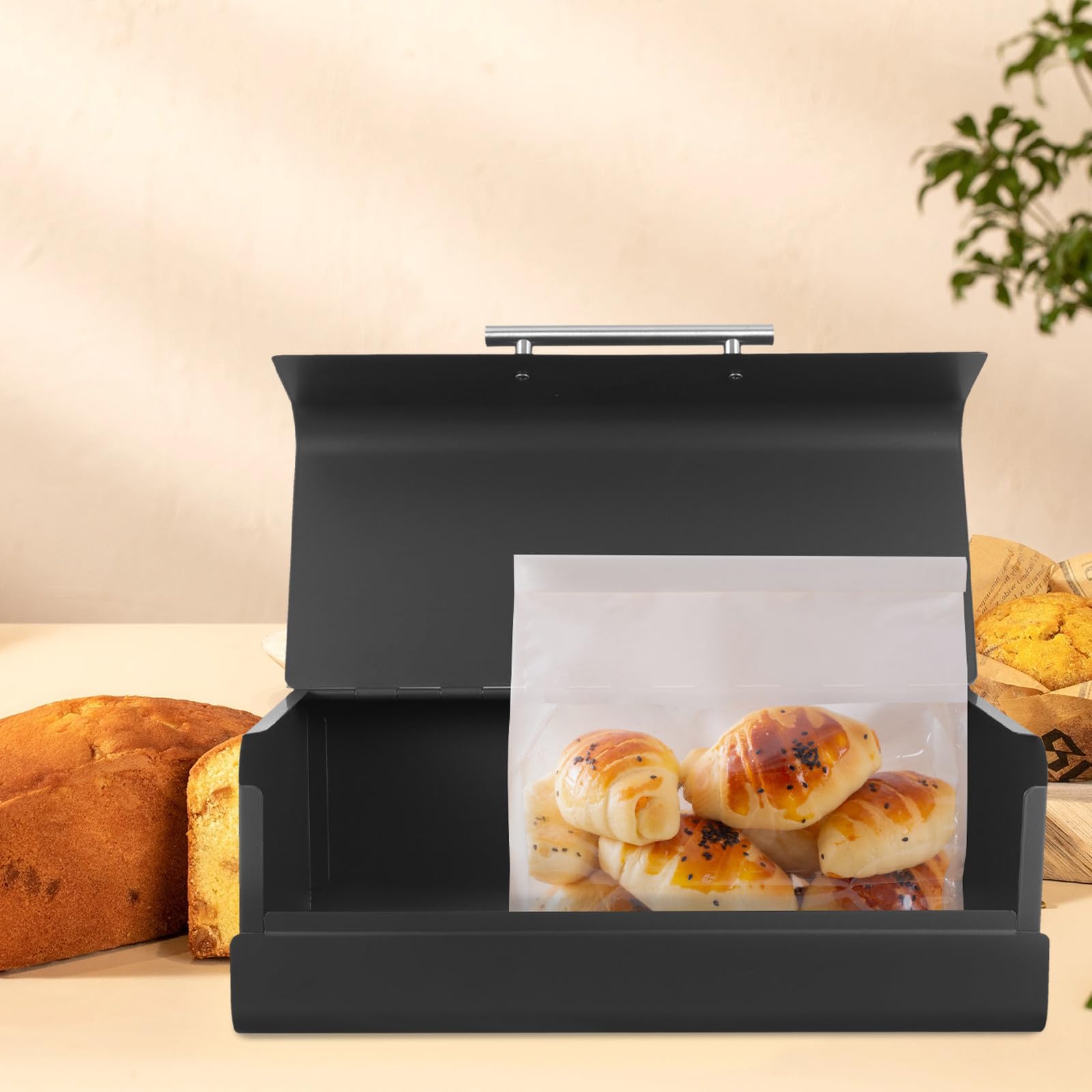 PRETYZOOM Caja de Pan de Metal Multifunción para Escritorio y Cocina
