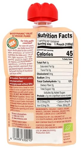 Holle Organic Carrot Cat Fruit & Veggie Puree, 3.5 OZ - Thumbnail 2