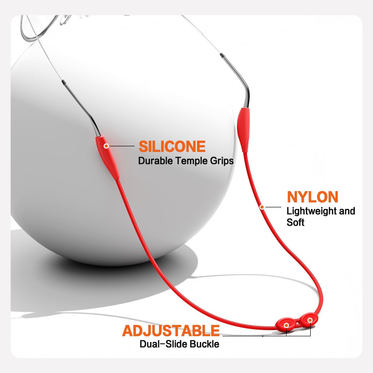 Glasses Strap 3Pcs, No Tail Adjustable Sunglasses Strap For Sports, Eyeglasses Holder Around Neck, Eyewear Lanyard Retainer, Glasses Chain For Men, Women (Black, Brown, Blue, 13.5 inches) - Image 6