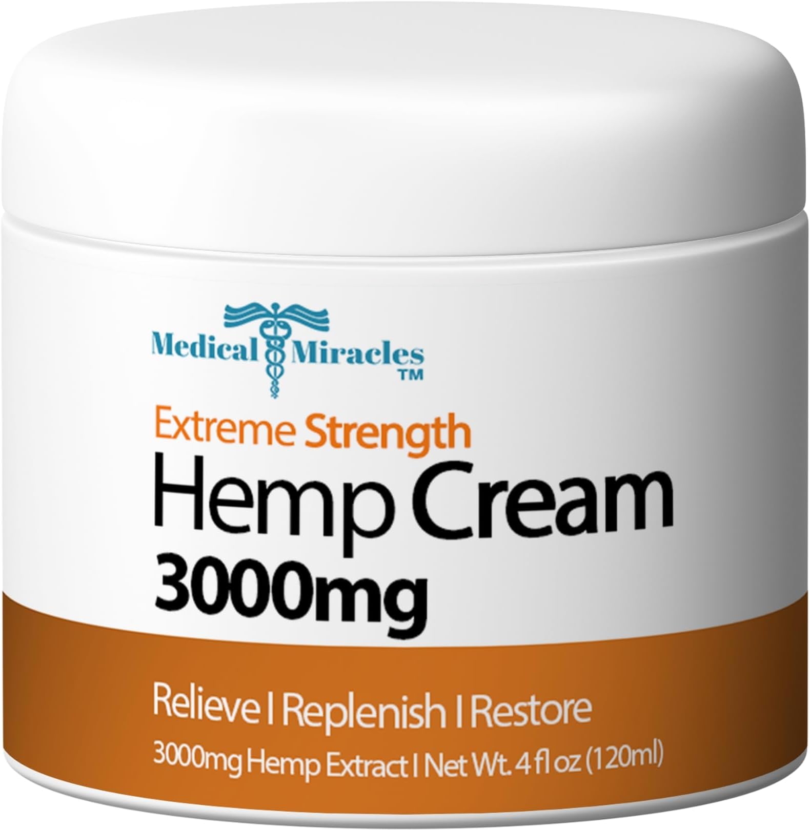 Medical Miracles Hemp Cream 3000mg, Whole Body Topical for Skin Application, 4 oz Jar, Daily Use, Smooth Texture, Clean Formula, Premium Quality, Non-Greasy Feel
