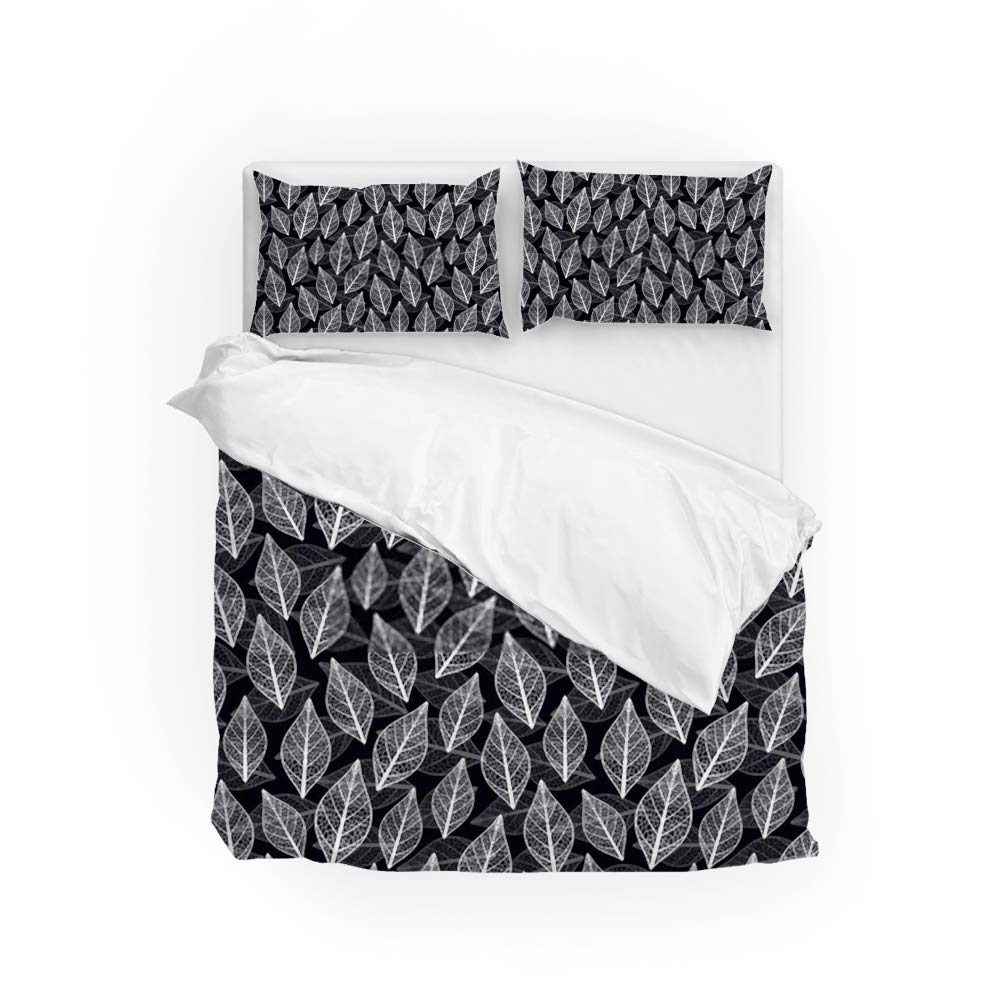 Parure de lit 3 pièces avec housse de couette et taies d'oreiller en polyester à motif veines