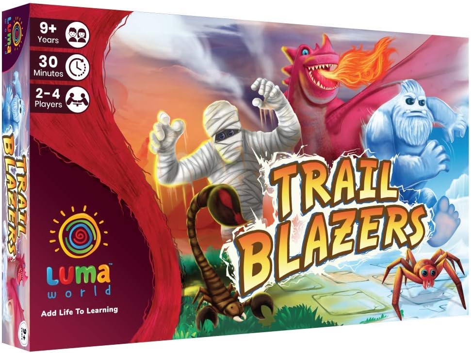 LUMA WORLD ADD LIFE TO LEARNING Trail Blazers STEM Educational Board Game for Ages 9+ Years to Learn Geometry, Shapes, Lines and Improve Creativity, 4 Customisable Adventure Worlds with Stickers