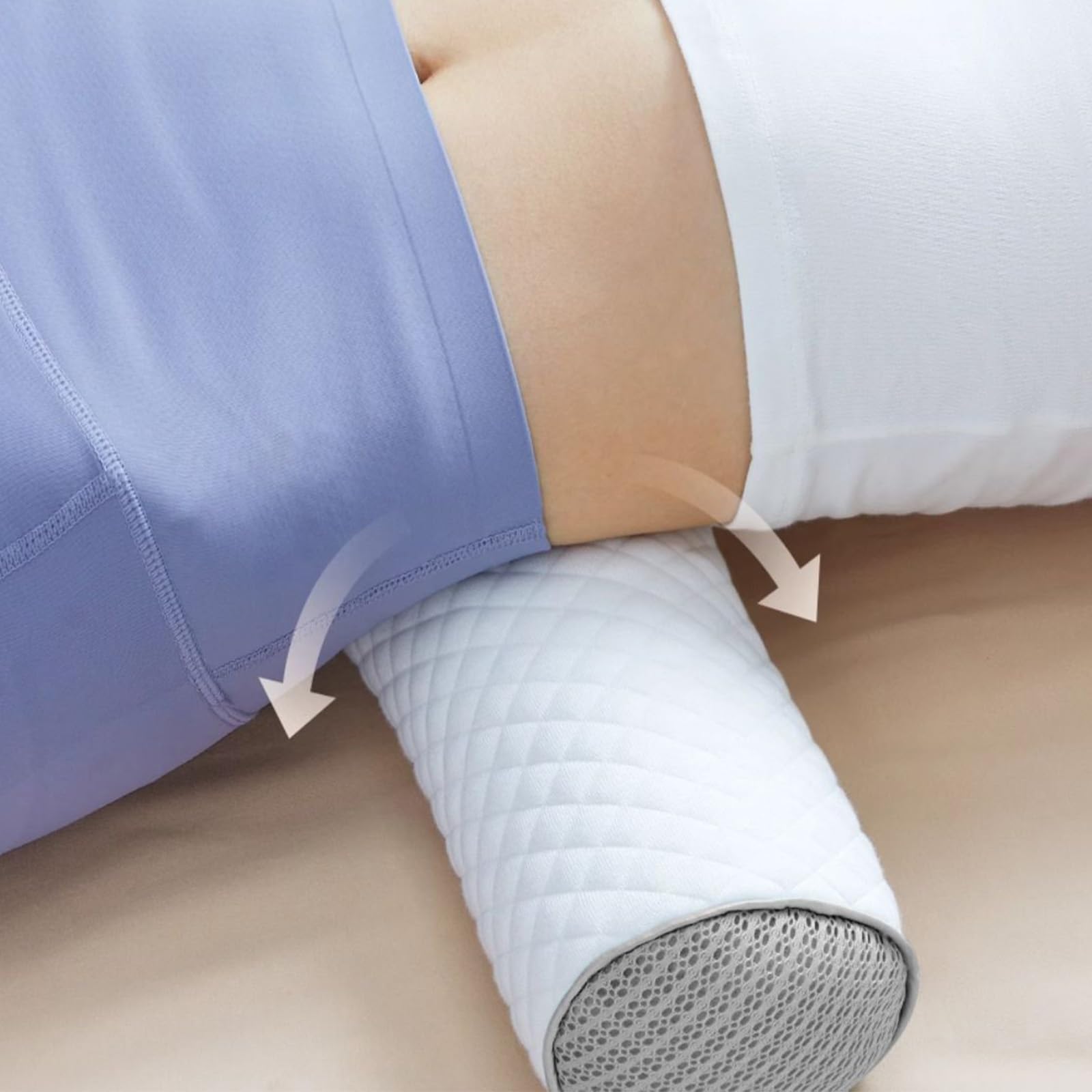 Nackenrolle Mit Weichem Mikroplüsch Bezug, Orthopädisches Nackenkissen, Lagerungsrolle, Knierolle, Memory Foam, 55 * 10cm(Green)