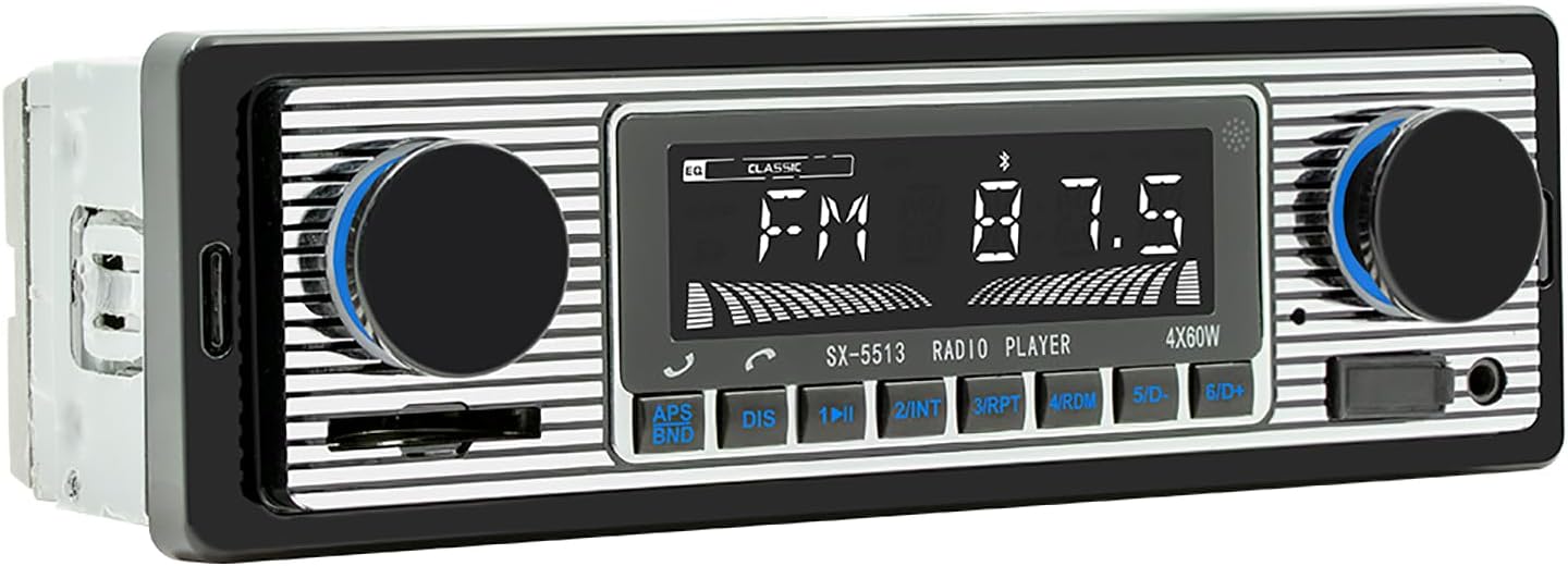 Classic Single Din Car Radio with Bluetooth, Car Stereo FM Radio Receiver, Hands Free Calling, Voice Control,Car Mp3 Player,USB/SD/AUX Port, Remote Control, Car Audio System