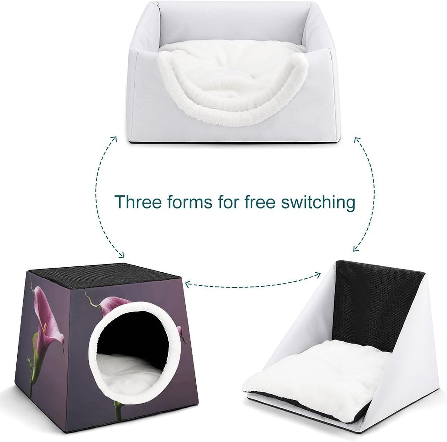 Pet Sleeping Nest Bed, Purple Calla Lily Printed Dog House Cat Nest, Winter Pet House are Suitable for Most Cats, Dogs, and Other Small Pets