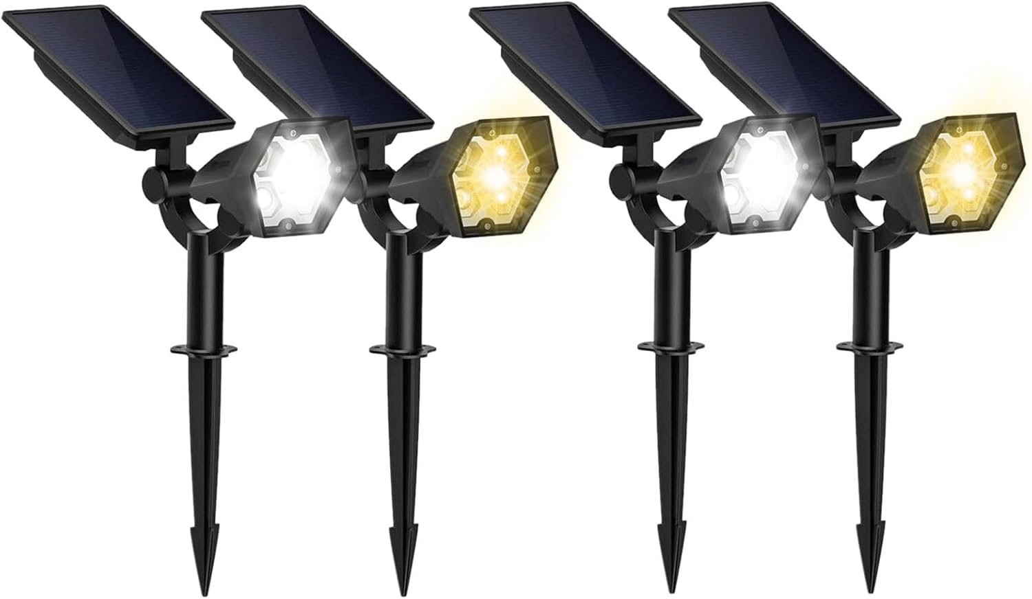 4 Pack Color-Changing Solar Spot Lights for Outside, 4 Lighting Modes Solar Landscape Lights, Solar Lights Outdoor Waterproof for Tree Pool Pathway Garden Yard Lawn (4)