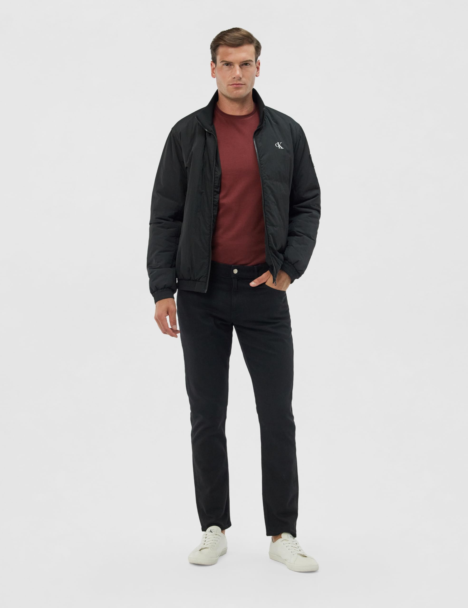 Calvin Klein Uomo Jeans Slim Fit Vita Media, Nero (Denim Black), 34W/32L