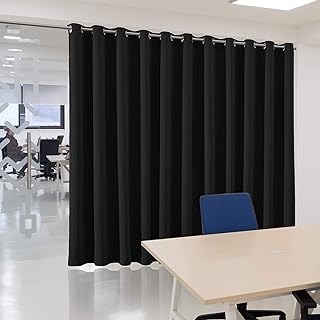 Room Divider Curtain Black Privacy Curtains Room Partition for Living Room Home Theatre Conference Room Extra Wide Blackou...