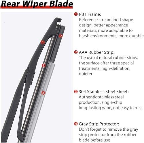 Vista 40 de OTUAYAUTO Juego de limpiaparabrisas trasero - Reemplazo para BMW X3 2018-2023 OEM Factory Style Repuesto para BMW X3 G01 2018-2023