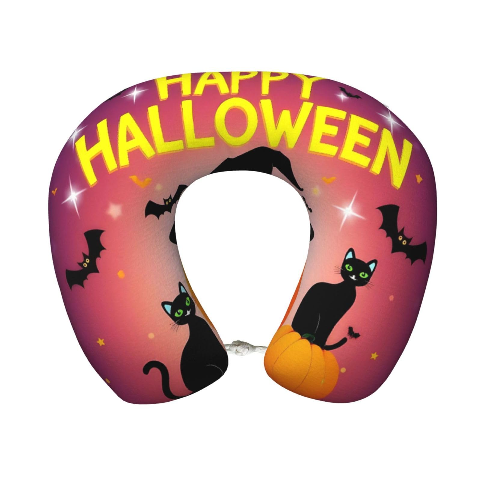 peiyeety Halloween Print Travel Pillow Memory Foam, Portable Neck Pillow for Airplane, Car and Office