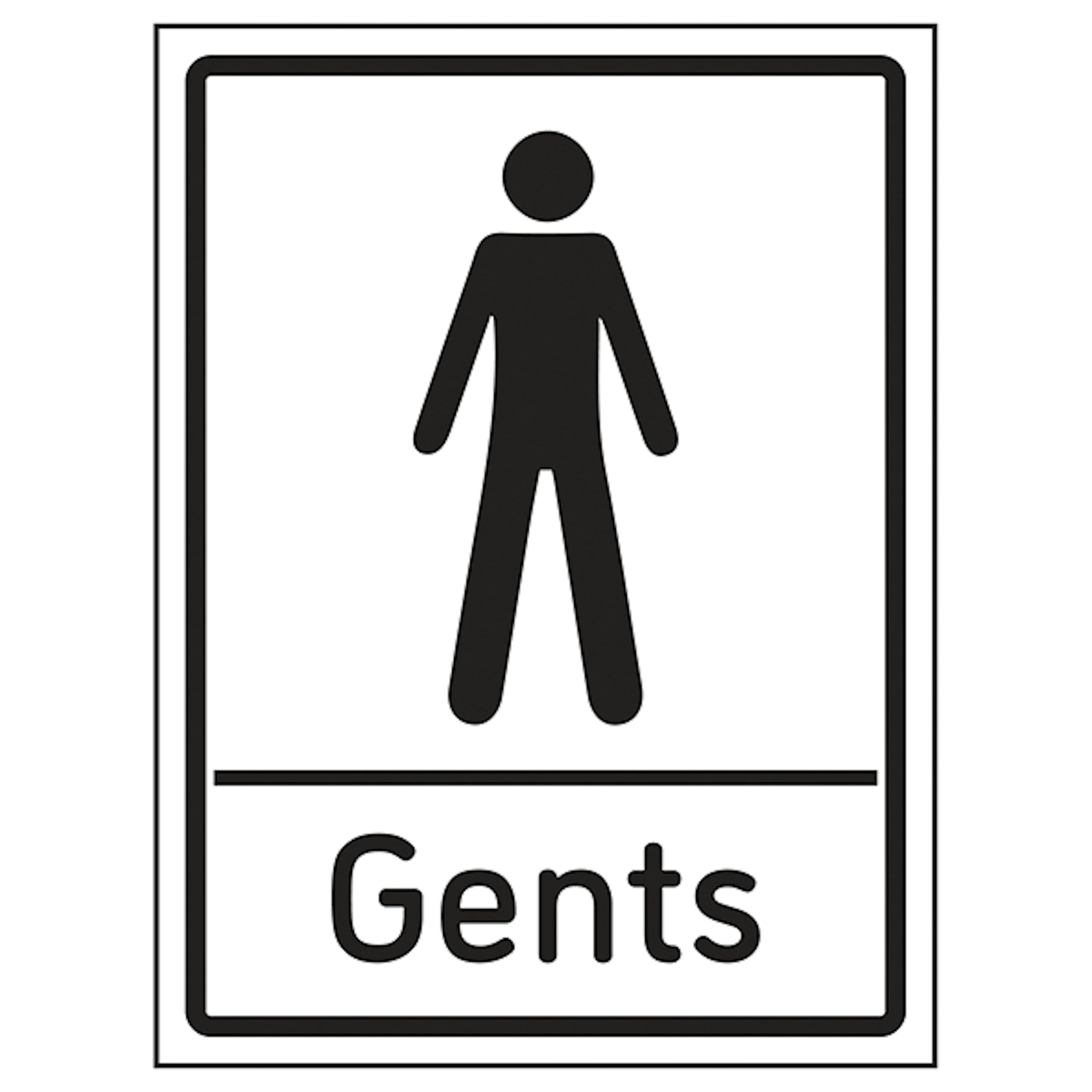 V Safety Gents Toilets 200 x 300mm - 2mm Rigid Plastic Safety Sign