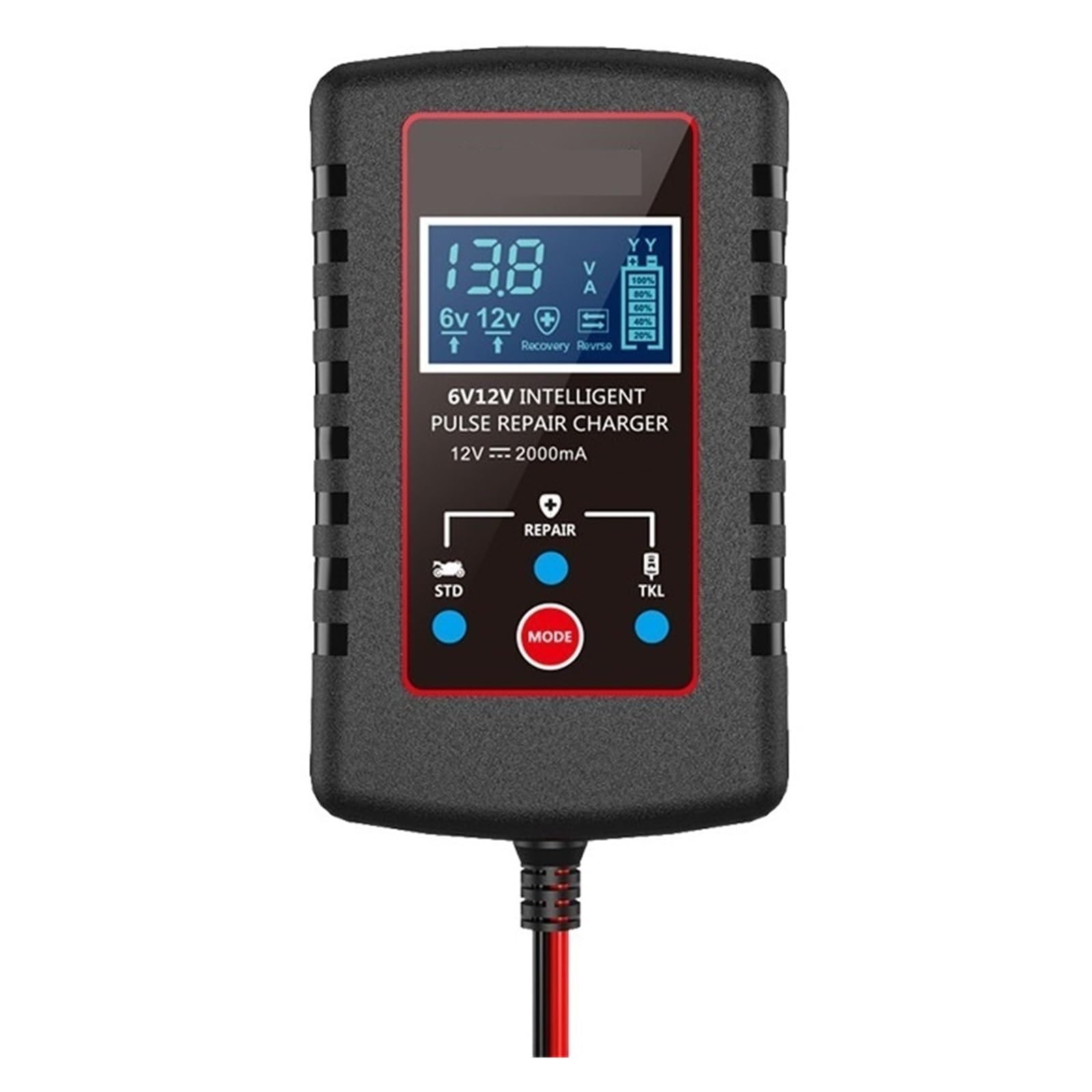 Cargador De Batería Coche 12V 6V 2A, Plomo Y Ácido Completamente Automático Digital, Reparación Pulso For Motocicleta, Juguete For Niños Potente Carga Rápida