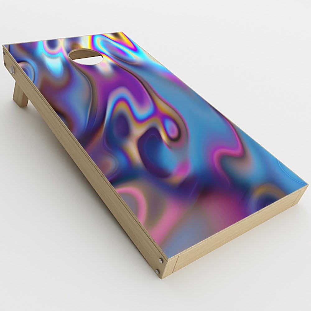 Skin Decal Vinyl Wrap for Cornhole Game Board Bag Toss (2xpcs.) Skins Stickers Cover/Opalescent Resin Marble Oil Slick