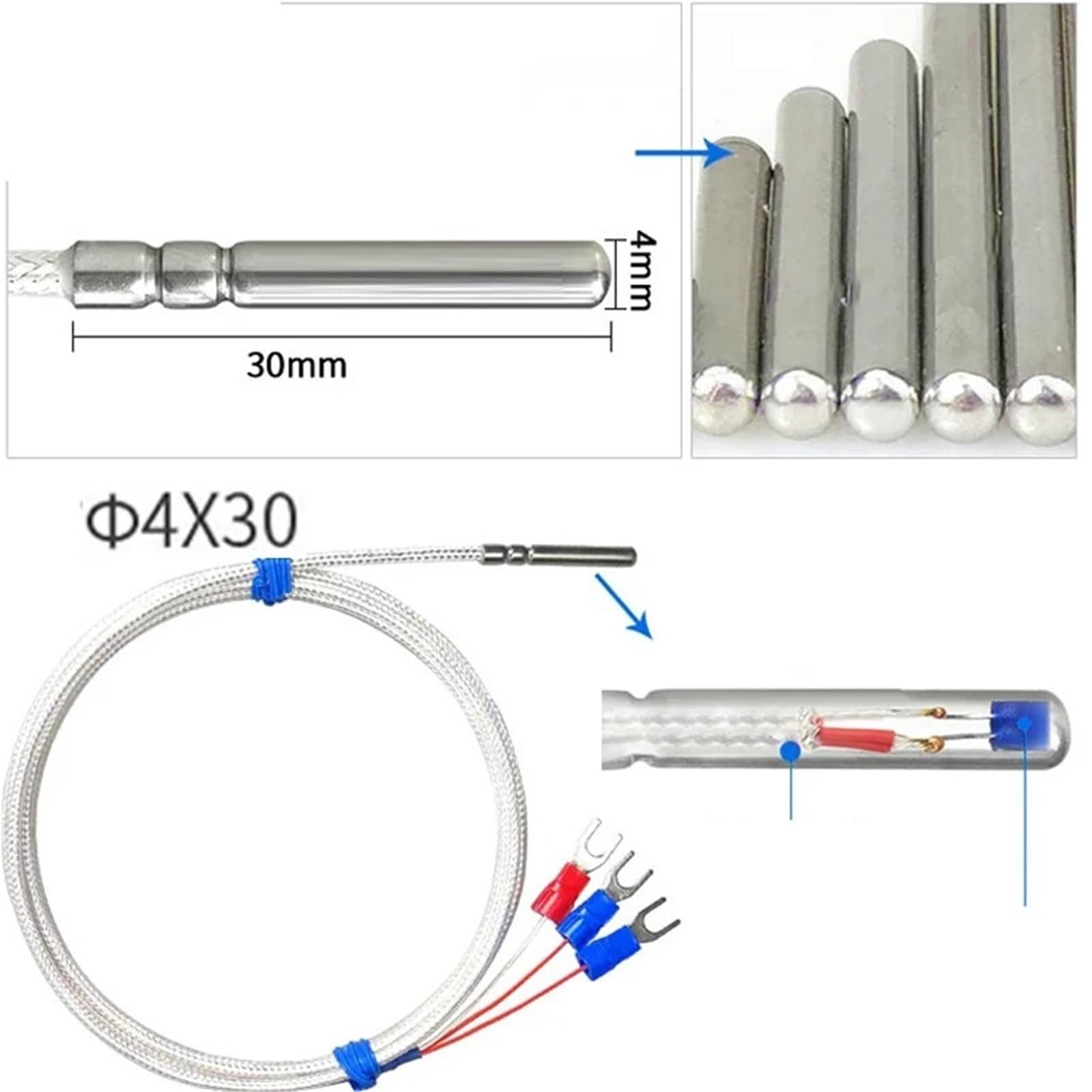 10 Piezas PT100 Sensor de Temperatura Platino Resistencia térmica Acoplamiento de calefacción Impermeable a Prueba de Aceite de Tres Cables(10PCS -PT100 1M)