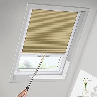 MiLin Skylight Cellular Shades Blackout Cordless Cellular Blinds for Window Shades Suitable for Roof Inclined Plane Room Windows - Custom Cut to Size (100% Blackout Coffee)