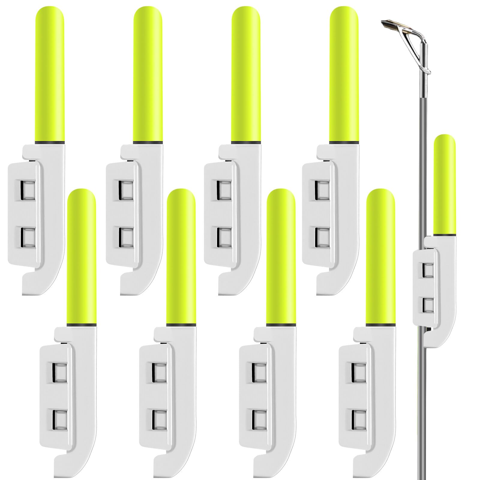 BAIFULAI 8 pezzi di luci a LED da pesca, indicatore di abbondanza, luci luminose con fibbia, per pesca notturna, per pesca in mare