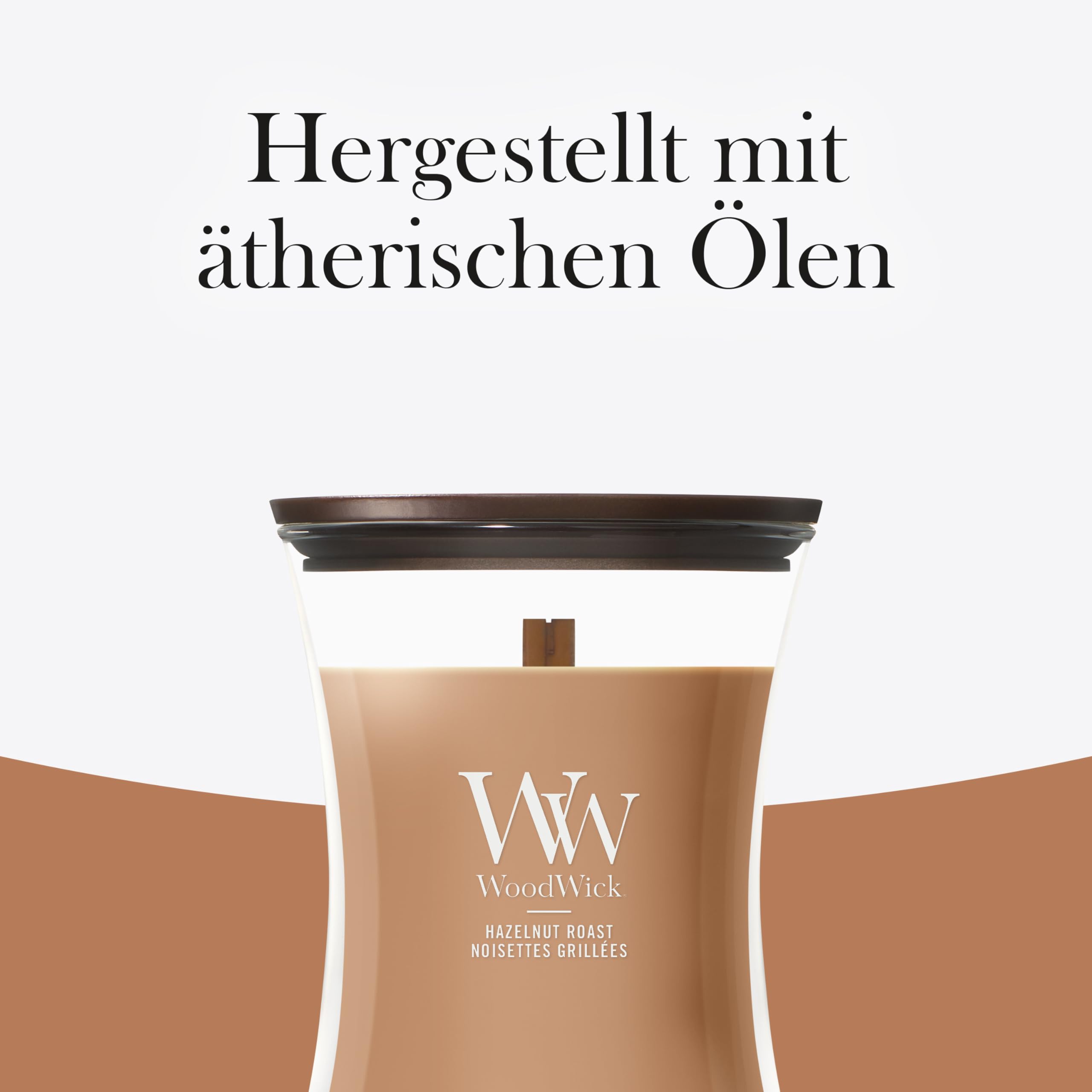 WoodWick Duftkerze | Mittlere Sanduhr-Kerze | Hazelnut Roast | Perfekte Geschenke für Frauen