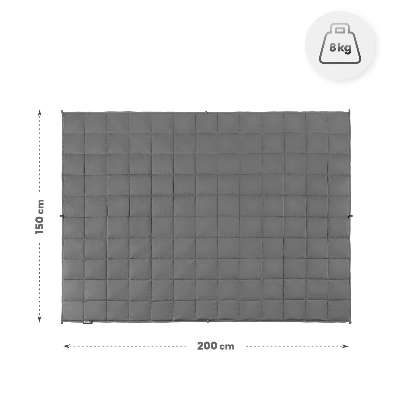Gewichtsdecke 9kg 150x200cm Mikrofaser Therapiedecke Oeko-TEX Zertifiziert Grau