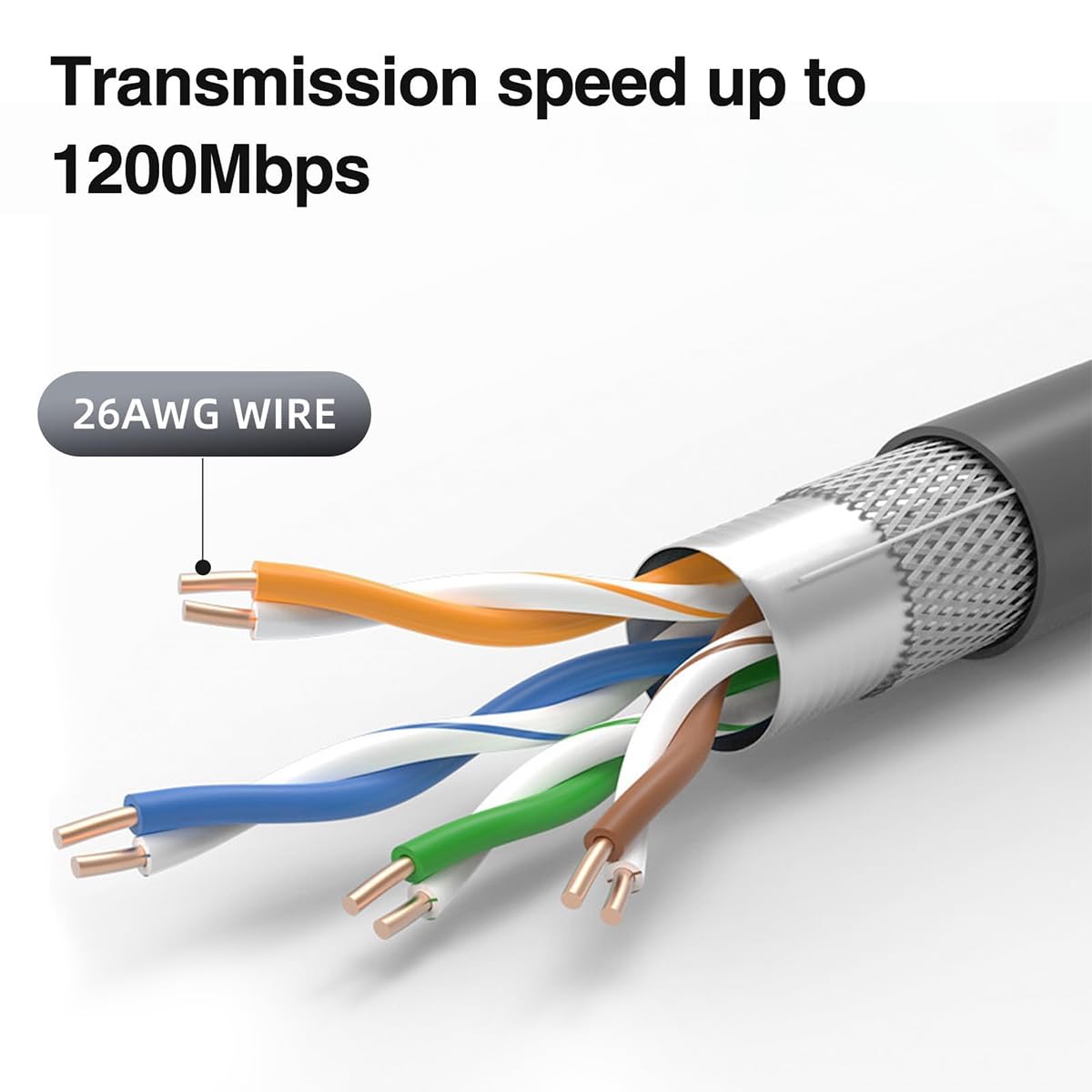 Câble Starlink 33FT/10M Câble pour câble de Remplacement Satellite rectangulaire Starlink V2 Étanche Prend en Charge Le Transfert de données 1200 Mbps