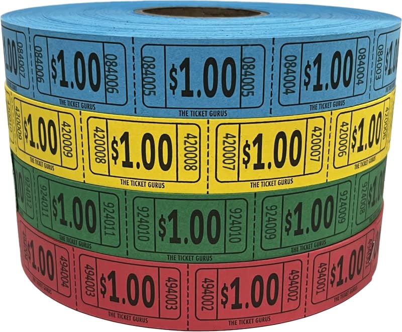 The Ticket Gurus-(4) Rolls of $1.00 Tickets (2000ct per Single roll) Consecutively Numbered Raffle Tickets