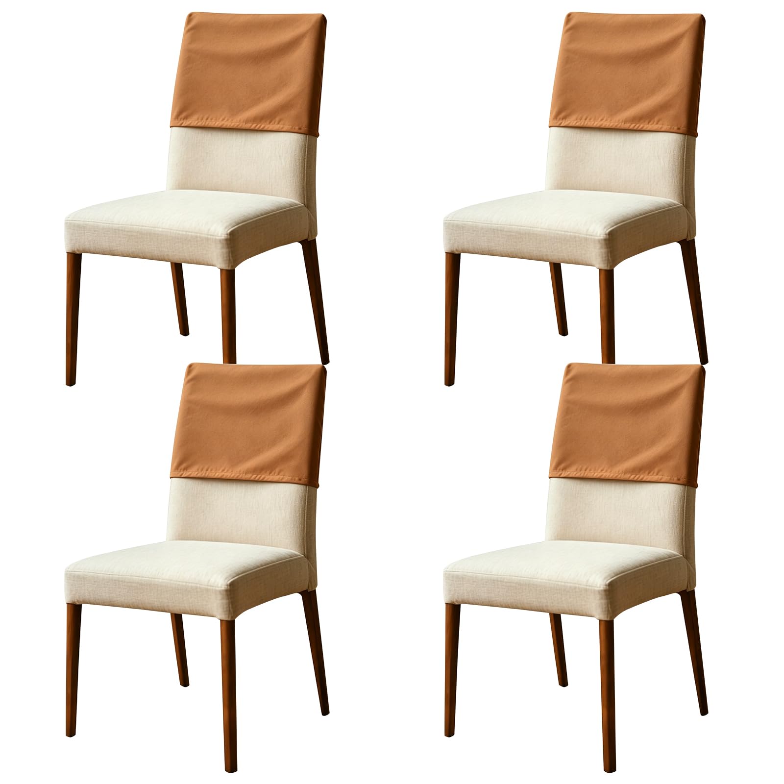 shaojian 4Pcs Dining Chair Back Covers Elastic Polyester Chair Back Protective Covers Dustproof Backrest Slipcover for Office Home Dining Room Kitchen Hotel (coffee, 35×48cm)