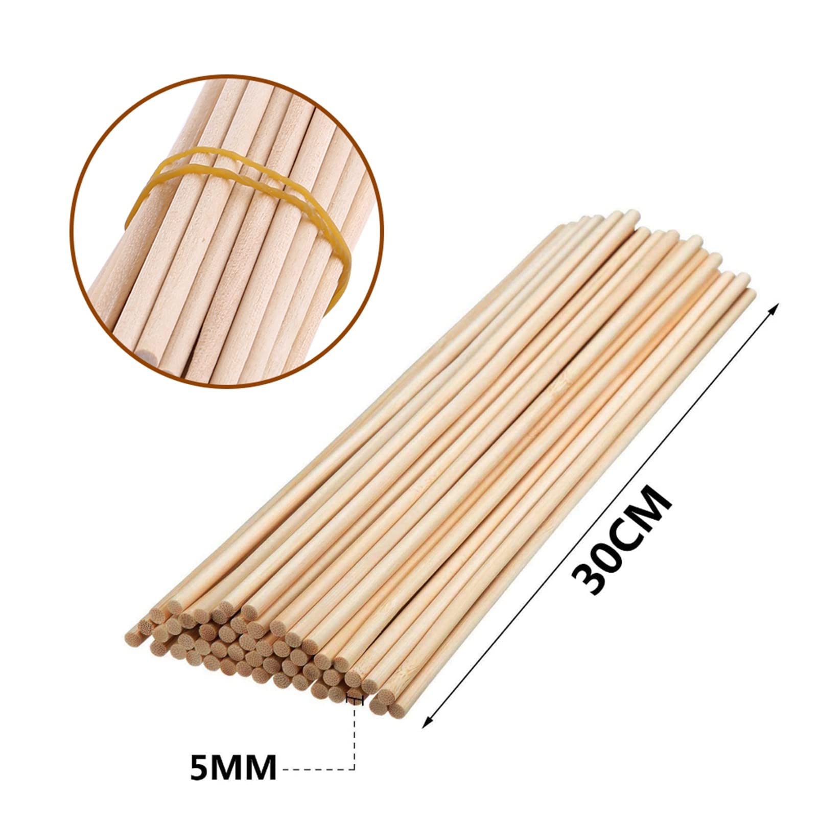 100 Bastoncini Rotondi In Legno Di Betulla - 80 Mm X 4 Mm - Per Modellismo, Fai Da Te, Decorazioni E Lavoretti Creativi