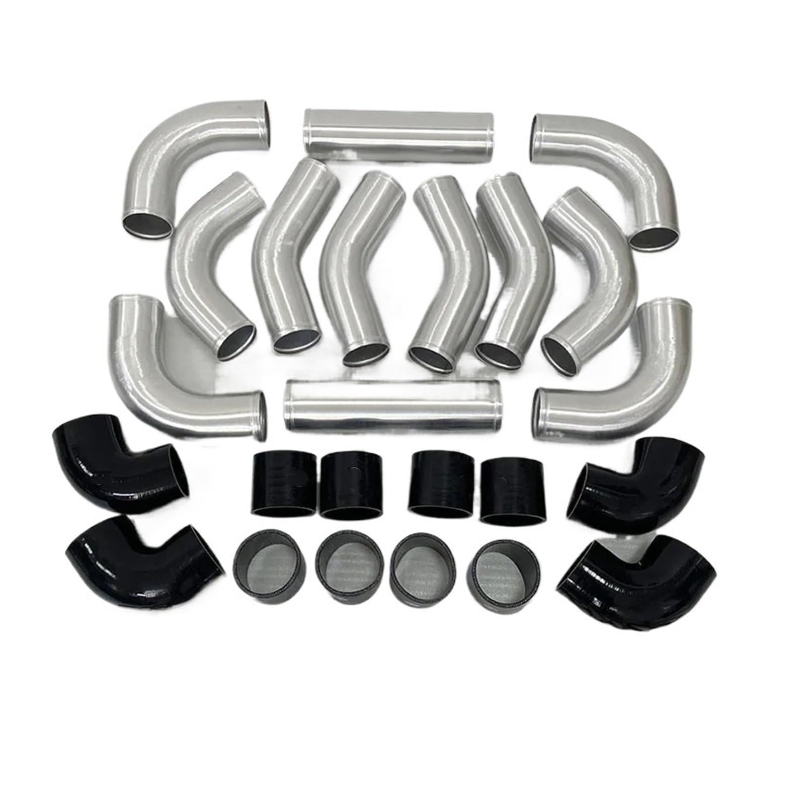 Bqwyedpl 3.0 Inch 12Pcs Kit Aluminum Universal Intercooler Turbo Piping Kit Pipe+ Hose Coupler Intercooler Piping Kit Cooled Intercooler