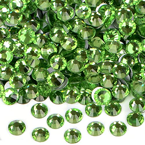 Image of 1440 Pieces Nail Art Rhinestones No Hotfix Glue Round Flat Glass Crystals for DIY Jewelry Making with a Selection Pen (ss16 1440pcs, Peridot)