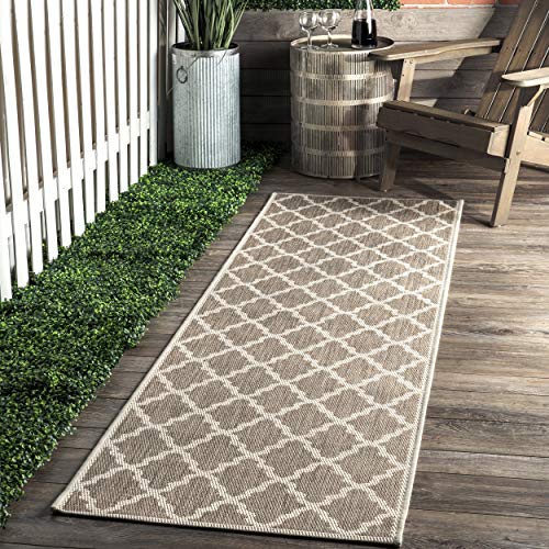 Nuloom Gina Lattice Indoor/Outdoor Runner Rug, 2' X 8', Taupe #TOP17