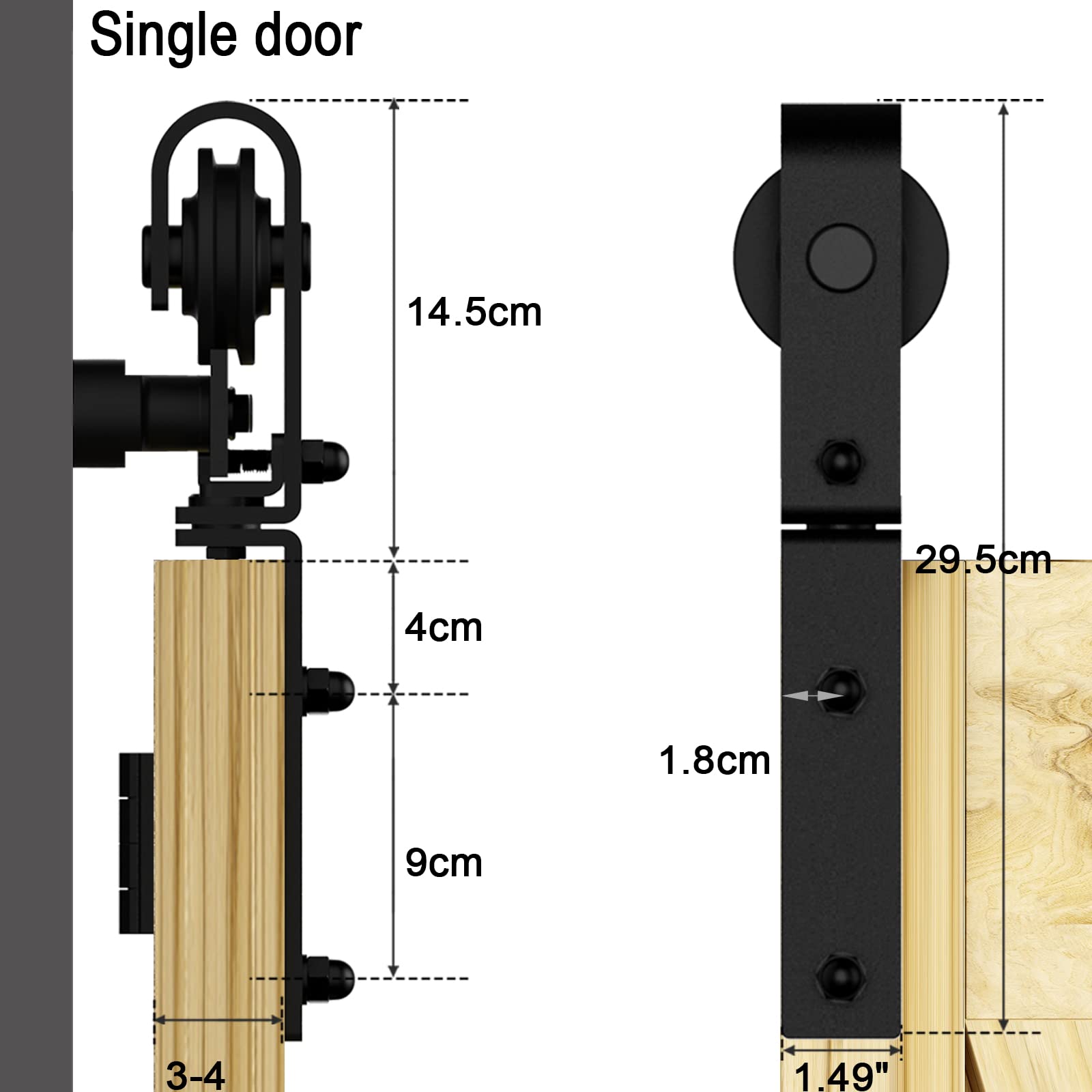 QINAIXQM 40" / 3.3FT Bi-Folding Sliding Barn Door Hardware Kit Closet ...
