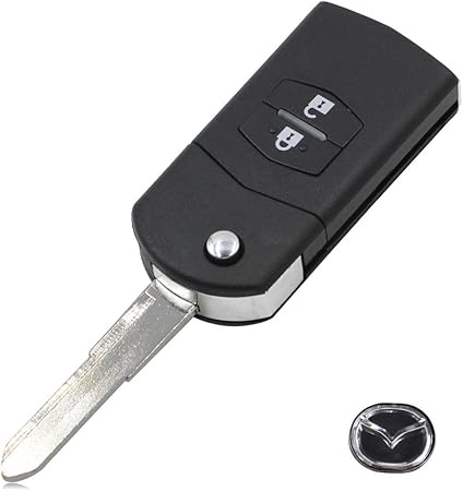 Amazon 新しい 2 ボタン リモート折りたたみ フリップ キー シェル ケース カバー包茎ブランク用マツダ 3 5 6 キーケース キーホルダー 車 バイク